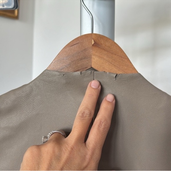 Zara Faux leather Open Front Jacket Sz S Gray Taupe - Picture 9 of 9